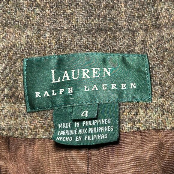 Lauren Ralph Lauren Brown Plaid Wool Blazer Jacket Tailored Button Front Coat 4 - Picture 8 of 13